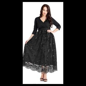 3/4 Sleeve Evening Gown Maxi Dress